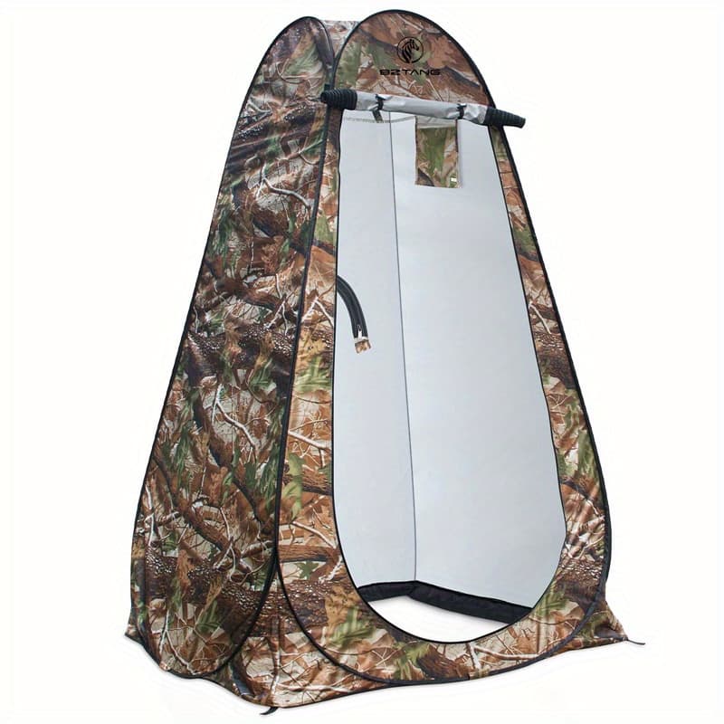 TEMU Portable Privacy Shower Tent Suitable For Camping, Pop-up With Camouflage/uv Function, Oval Outdoor Toilet Tent For , Dressing Room, Photography Tent, & Privacy Zipper Closure