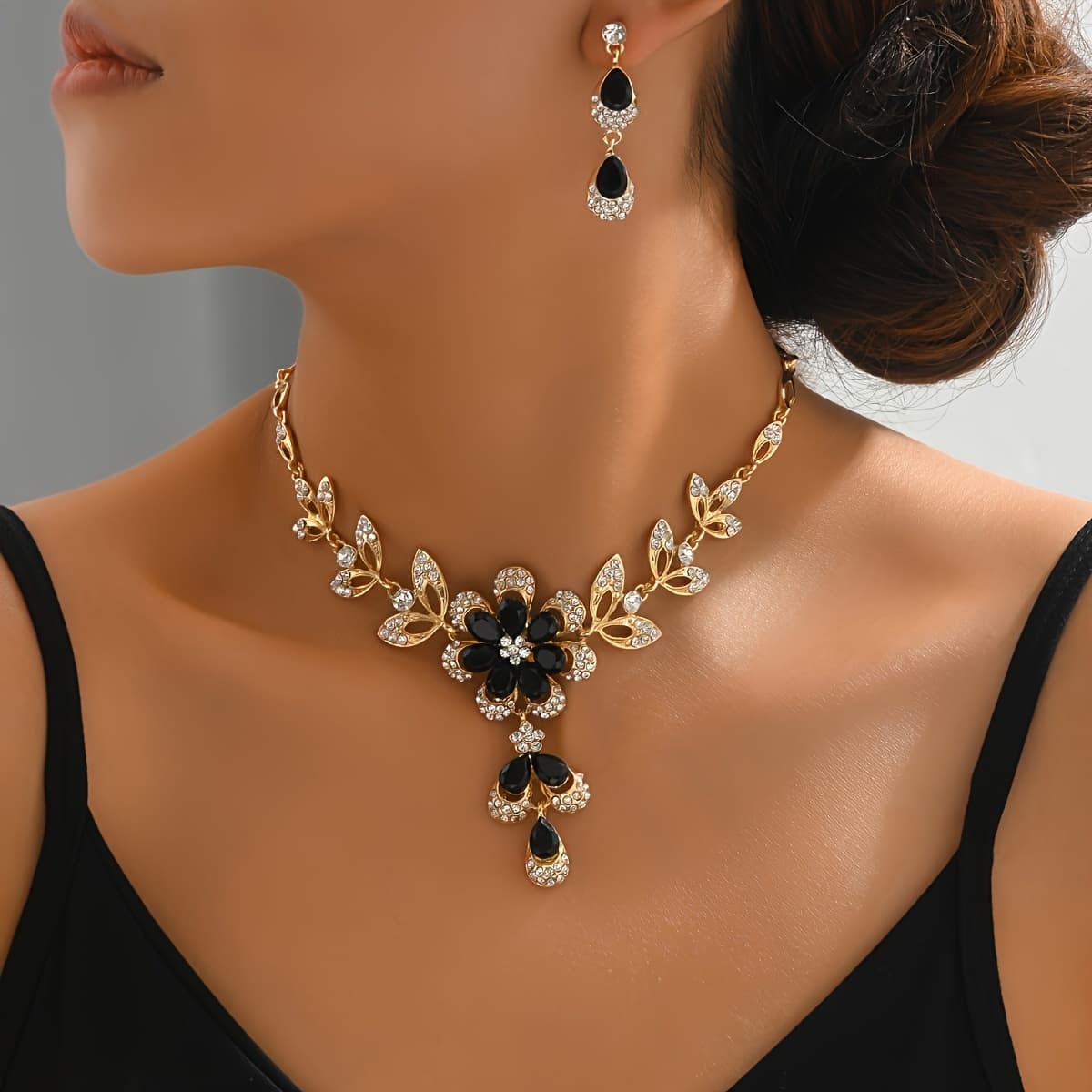 TEMU 2 Pieces/set Of And Exquisite Cubic Zirconia And Exquisite Lady Fashion Necklace Earring Set- Set As A Gift For Female
