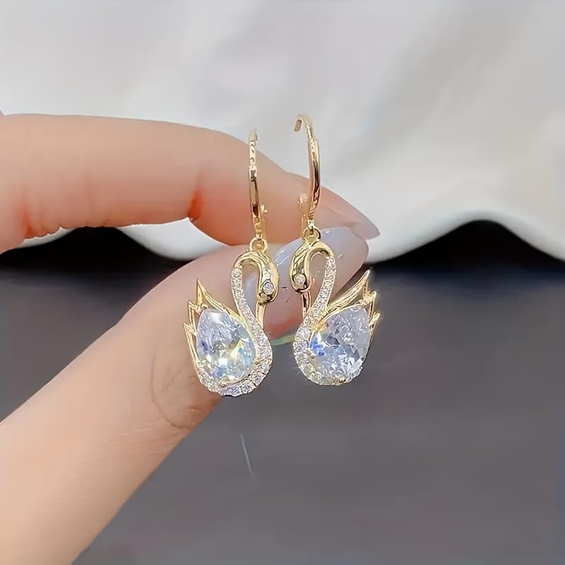 TEMU 1 Pair Of Luxurious Earrings - Exquisitely With Sparkle, Elegant Design, And Synthetic Crystal Accents - , Parties, And Gift-