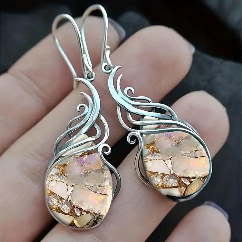 TEMU 2pcs Fashion Vintage Earrings Turquoise Earrings Bohemian Earrings Jewelry Women's Earrings Jewelry Birthday Anniversary Gift For Lovers Valentine's Day Earrings Gift