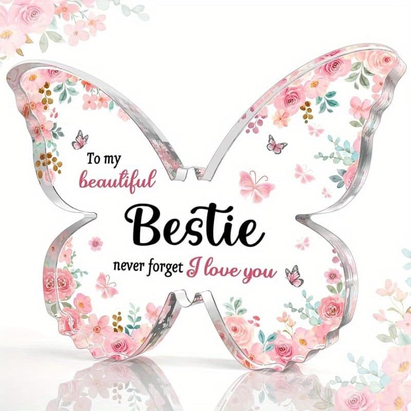 TEMU Unique Bestie Birthday Gift For Women -shaped Acrylic Plaque Keepsake - Mothers Day Gift, Valentines Day Gift, Christmas Gift For Best Friend