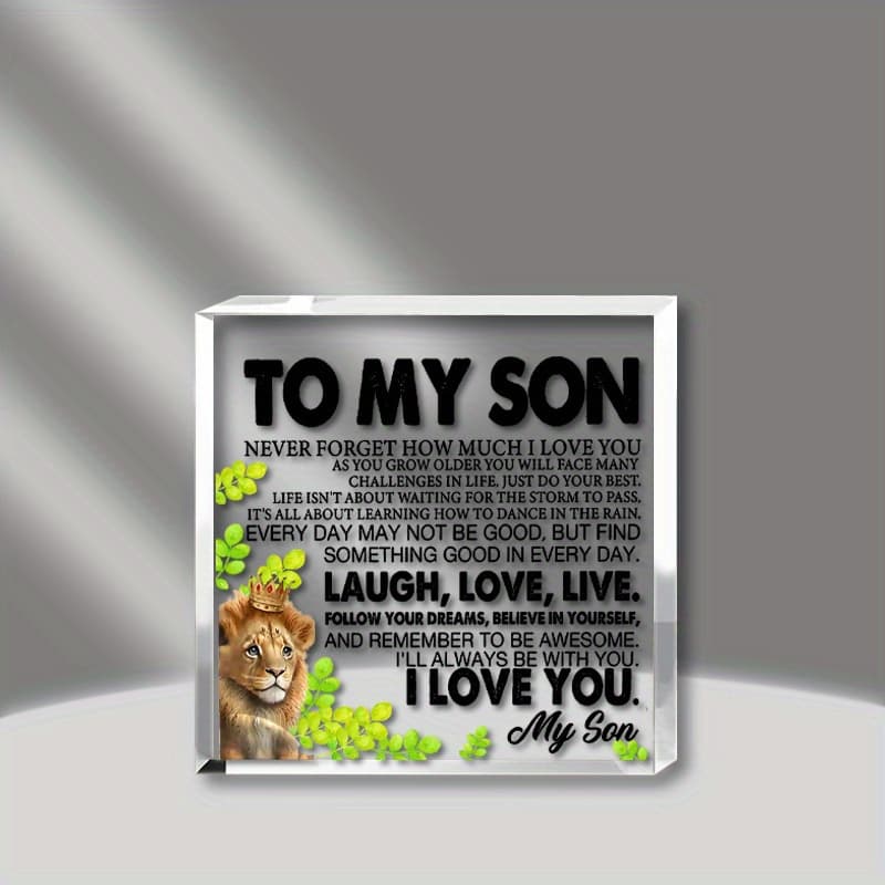 TEMU Son Gifts From Dad Mom, To My Son Clear Desk Sign Son Gifts For Birthday Christmas Graduation, Acrylic Keepsake
