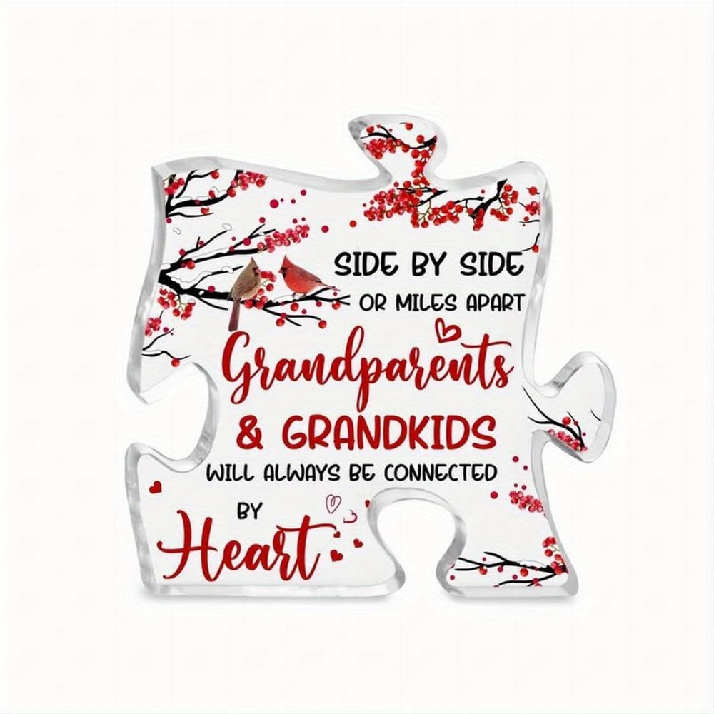 TEMU Grandparent Acrylic Puzzle Sign, Puzzle Piece Decor, Gifts For From Grandkids, Valentines Gift, Birthday Gifts From Grandson Granddaughter, Acrylic Table Decor, Stuff For Grandma