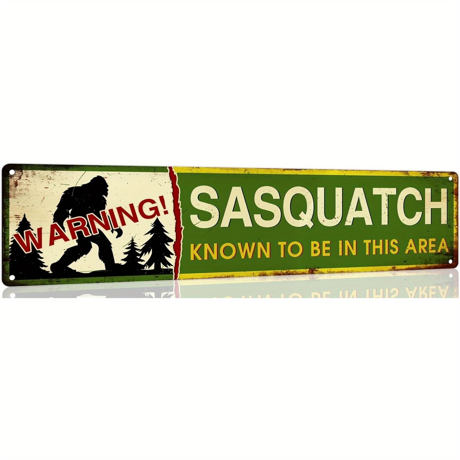 TEMU Vintage Metal Sign Featuring A Warning About Sasquatch Sightings In This Area, Perfect For Decorating A Bar, Hunting , Living Room, Or Bathroom. Measures 4x16 Inches