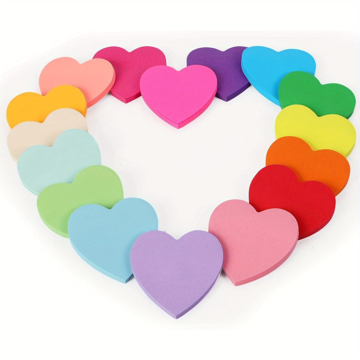 TEMU 16/32 Packs Heart Sticky Notes, 16 Colors 25 Sheets/pad, Heart , Cute Memo Pads Colorful Self-adhesive Note Pads