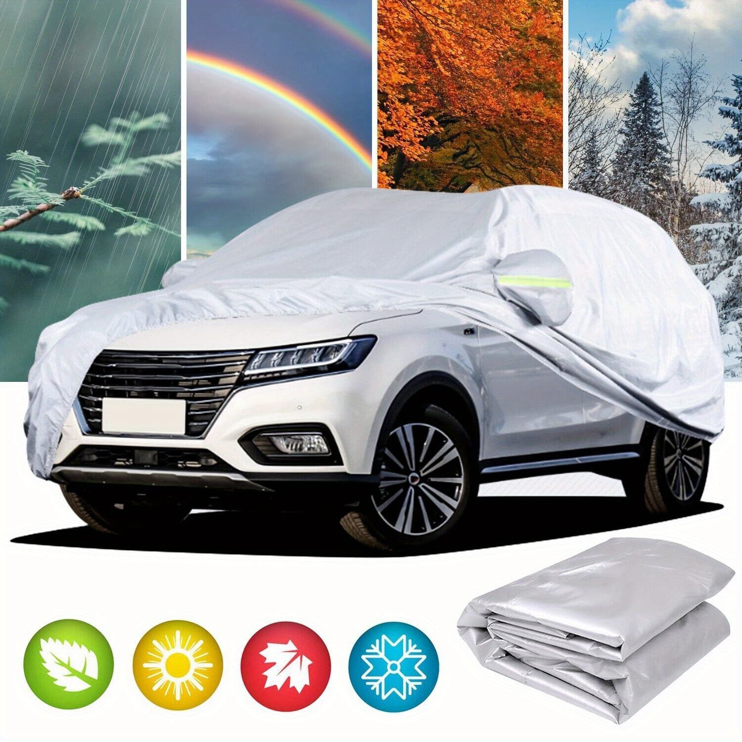 TEMU Durable Car Cover - Advanced Uv & Snow Protection - Wind-proof Suv & Sedan Cover - Breathable Full Exterior Fit