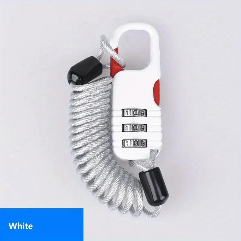 TEMU 1pc Premium Stainless Steel 60*22mm Three-digit Password Combination Lock - Secure Anti-theft Motorcycle Bicycle Helmet Safety Cable Wire Rope Lock With Polished Finish And Uncharged
