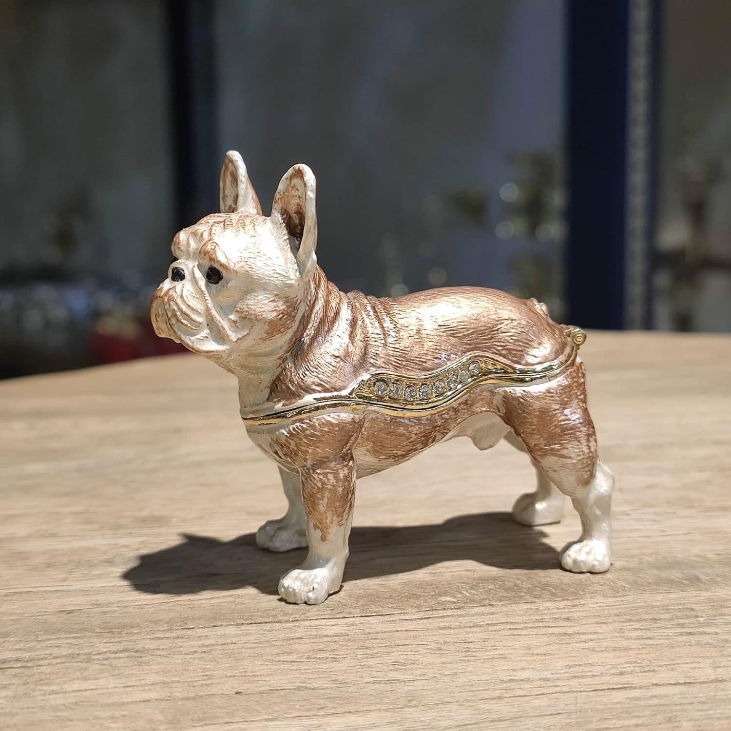 TEMU French Bulldog Alloy Jewelry Box Craft Enamel Color Jewelry Box Inlaid With Diamonds Pet Dog Decoration Gift Decoration Decoration (black)