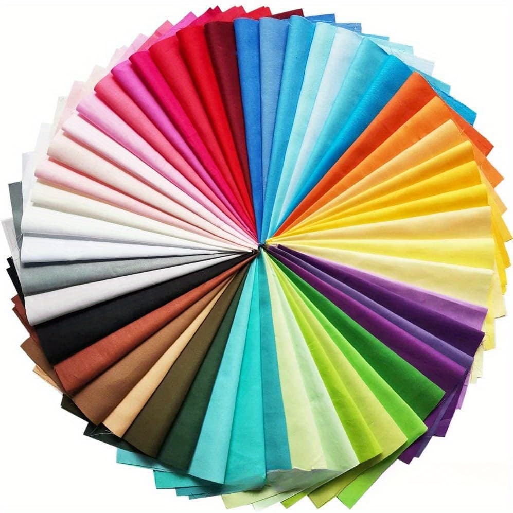 TEMU 50pcs Multicolor Cotton Bundle Squares - Soft Pastel & Vibrant Colors For Quilting, Sewing, And Craft Projects - Hand Wash Only, Fabric For Quilting