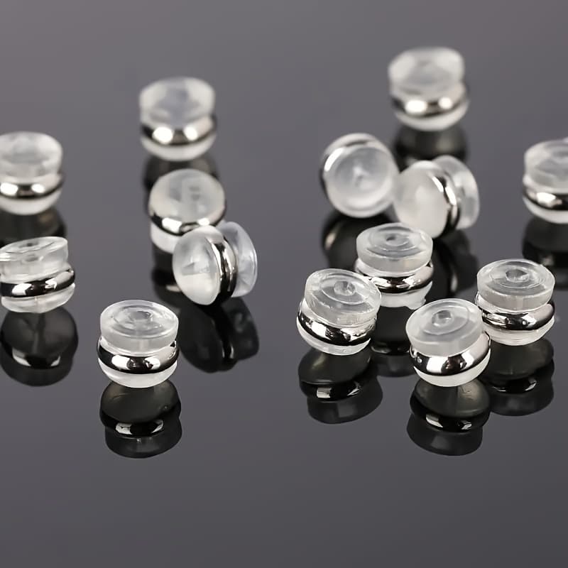 TEMU 50pcs Silicone Earring Backs - For Studs & Ears - Clear, Non-irritating, Hypoallergenic, Heavy Earring Lifter Set - Instant Upgrade, Durable Replacement