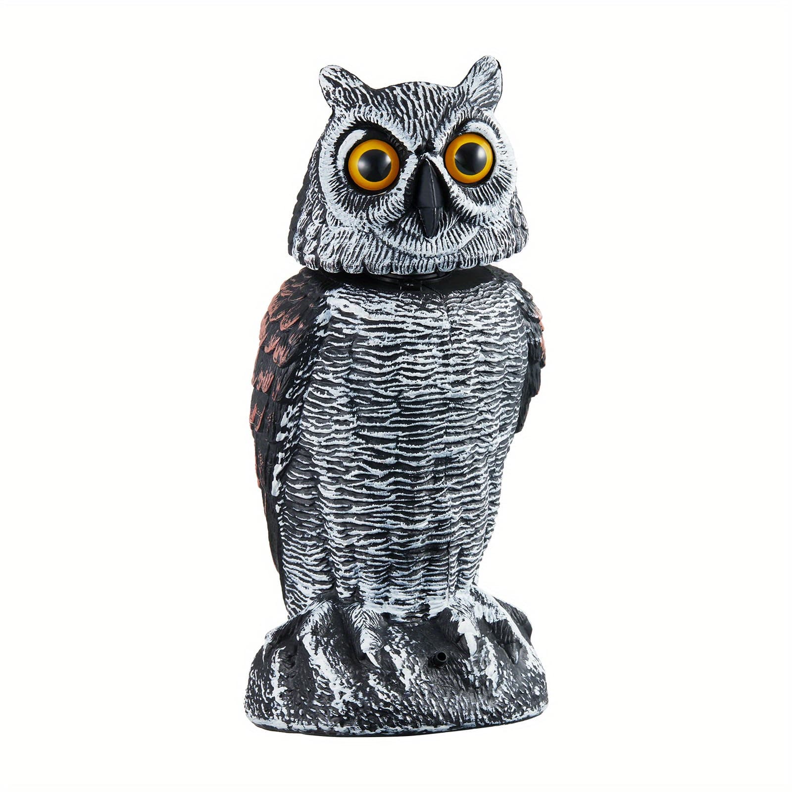 TEMU Fake Owl Decoy Sculpture To Scare Birds Away From Gardens And Patios, Rotatable Head Plastic Deterrents, Bird For Outdoor Garden Yard, Halloween Thanksgiving Decorations