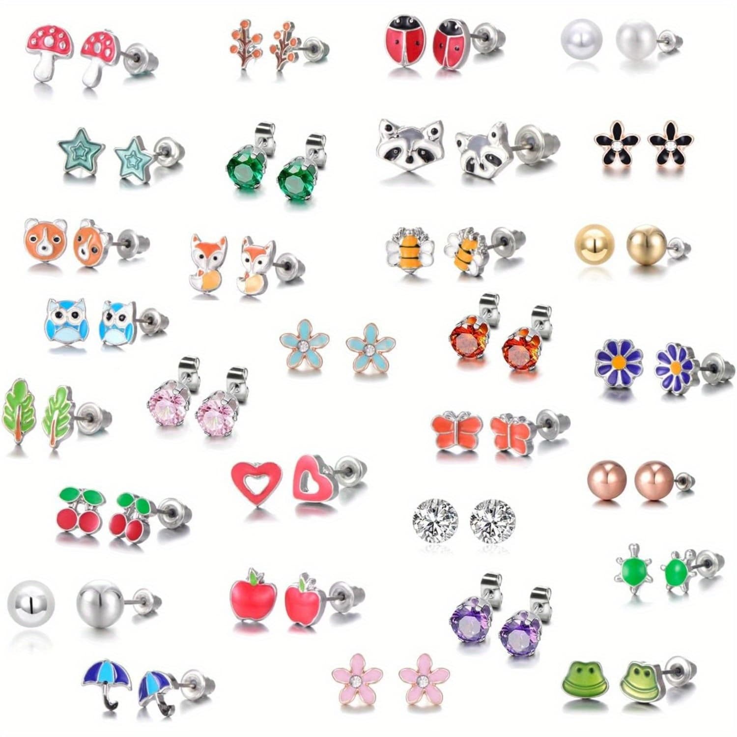 TEMU 30 Pairs Hypoallergenic Earrings For Sensitive Ears With Stainless Steel Post -assorted Cute Stud Earrings For Teens Women