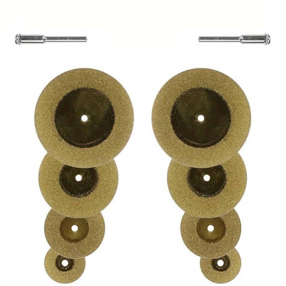 TEMU 10pcs/set /40/50mm Diamond Cutting Disc For Rotary Tools | Tin Coated Circular Saw Blade For Cutting Gemstone, Glass, Ceramic | No Electricity Required