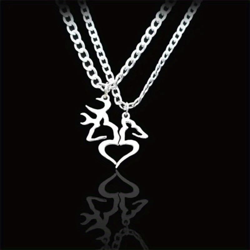 TEMU 2 Fashionable And Versatile High-end Two-piece Necklaces, Minimalist Deer Pendant Necklace, Valentine's Day Gift