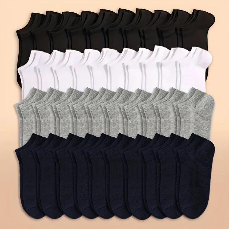 TEMU 20/40 Pairs Of Solid Socks, Soft And Lightweight Low Cut Ankle Socks, Loose Black White Gray Men's And Women's Long Tube Socks