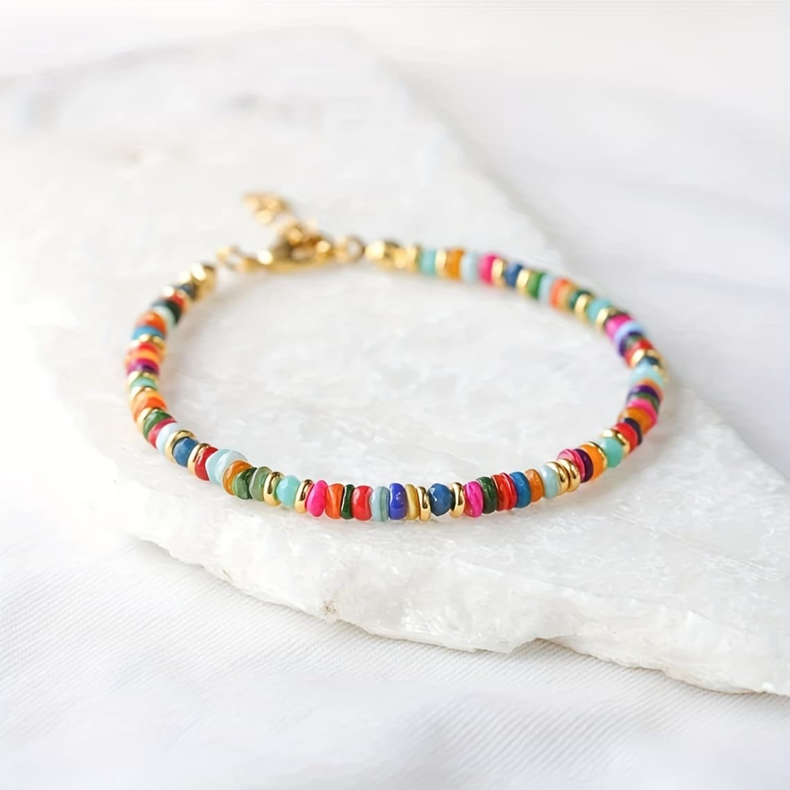 TEMU 1pc Medieval Braided Beads Bracelet - Vintage Bohemian Women's Spring And Summer Casual Bracelet