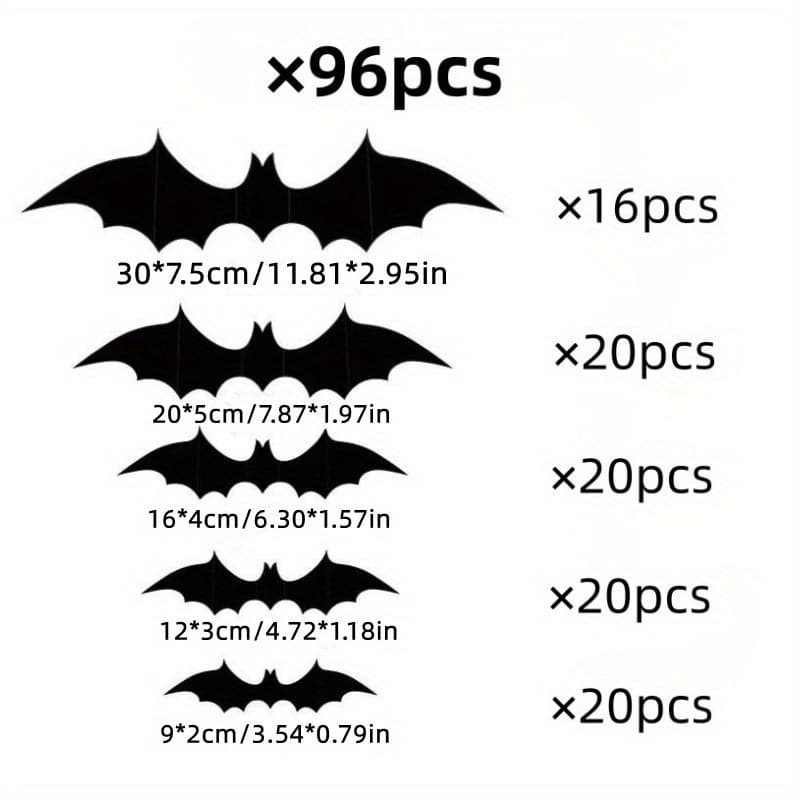 TEMU 96pcs/ 124pcs Spooky 3d Halloween Decorations - Create A Haunted Atmosphere - Perfect Wall Stickers For Bar Room, Home, Pub Or Office - Durable & Reusable Party Supplies