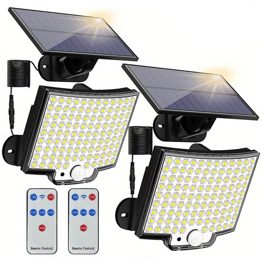 TEMU 1pc Or 2pcs Outdoor Light With Motion Sensor, 106- Flood Light, Remote & , Wide-angle , For Driveway,,, ( Installation)