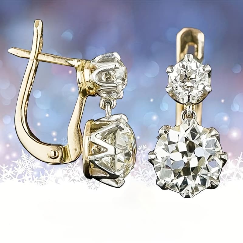 TEMU 1 Pair Of Elegant And Stylish 18k Gold Plated Shiny Synthetic Zirconia Earrings, Casual Everyday Accessories For Parties Holiday Gifts Birthday Gifts