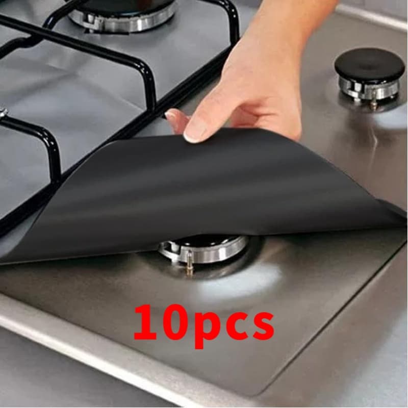 TEMU 10pcs Premium Reusable Gas Range Stovetop Burner Protector Pad Liner Cover - Extra Thick 0.15mm For Cleaning Kitchen Tools