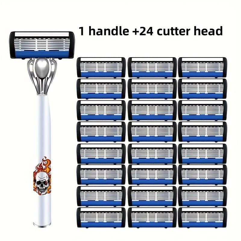 TEMU 7-blade Safety Razor, Men' Steel Handle - Beard And Beard Decoration - Sharp And Durable Razor With Replacement Blade - More Suitable For Your Shaving Experience