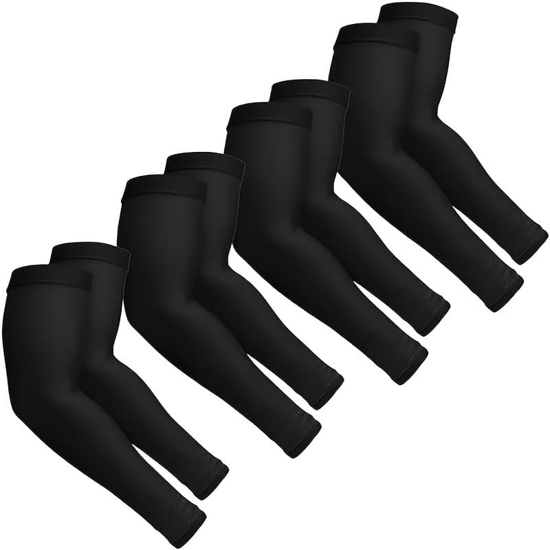 TEMU 4 Pairs Of Neutral Auxiliary Arm Sleeves, Breathable Nylon Fabric, Perfect For Golfing, Cycling, Fishing, Jogging - Black, Comfortable Cuffs