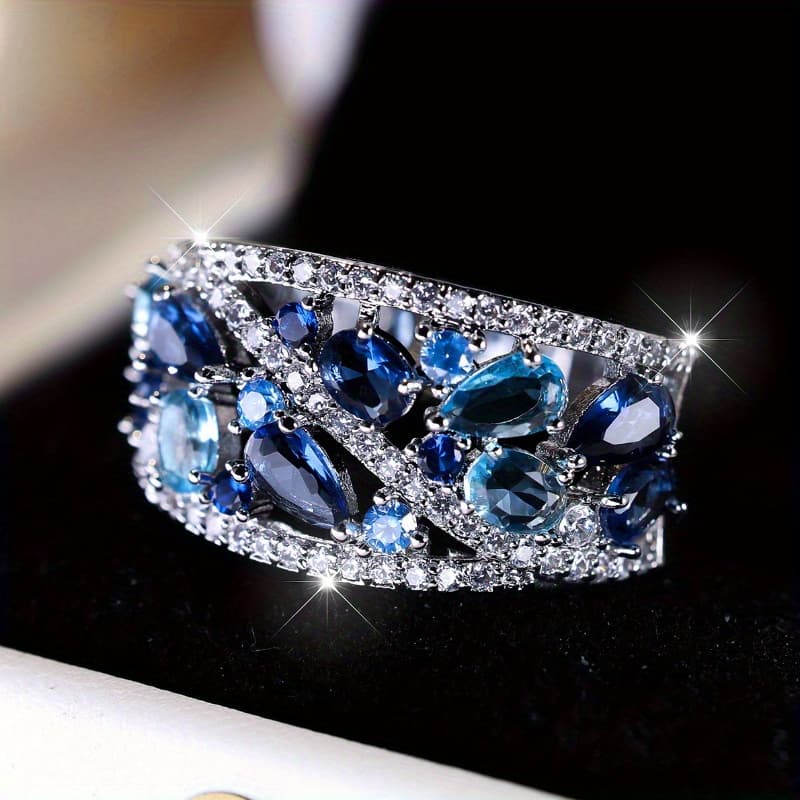 TEMU Elegant Sparkling Zircon Promise Ring-multiple Sizes- Engagements, Weddings And Evening Parties- For Her