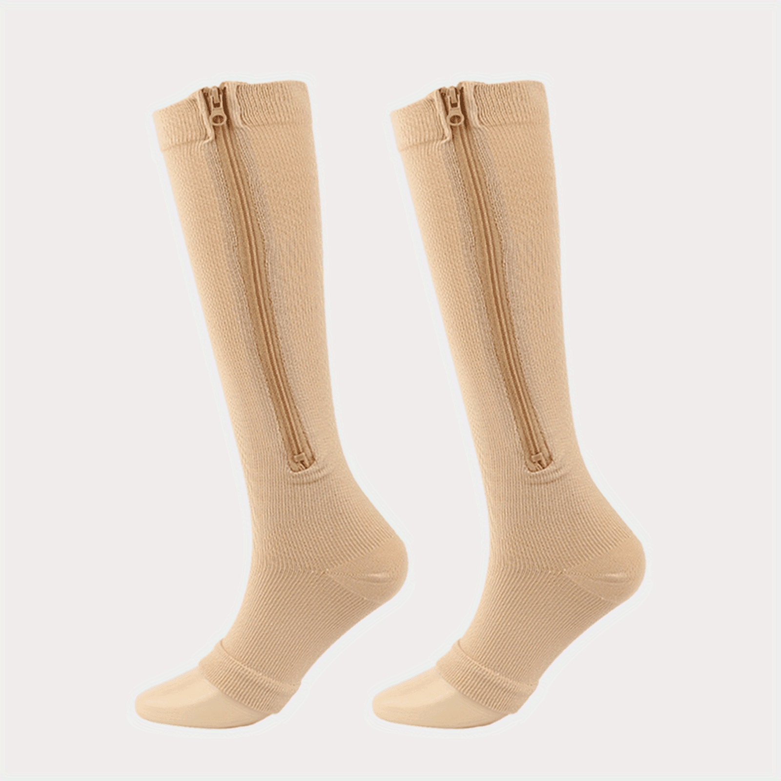 TEMU 2pcs/1pair Breathable Compression With Side Zipper - Comfortable Support For Men Women