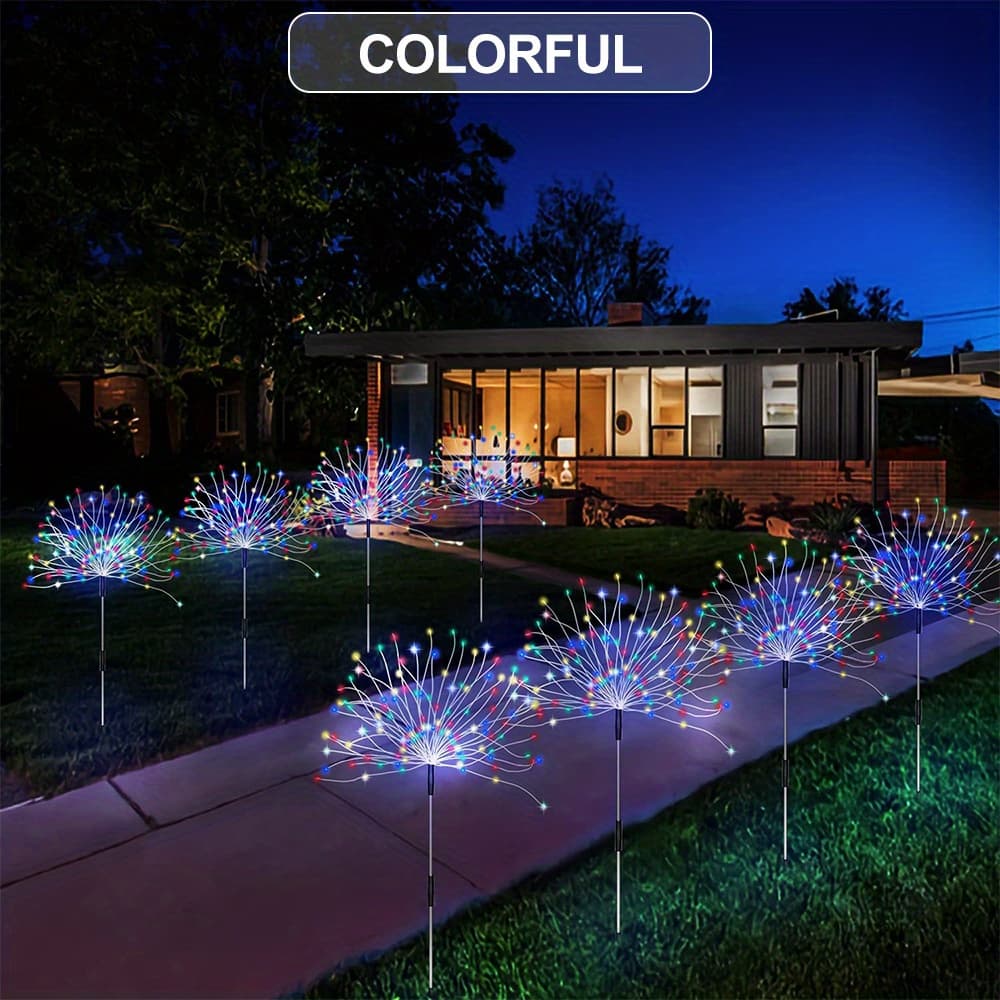 TEMU 2 Pack Solar Christmas Lights Outdoor - 8 Color Changing , , Metal Stake For Yard, Garden, Pathway & Holiday Decor (christmas/ Halloween/ Thanksgiving)