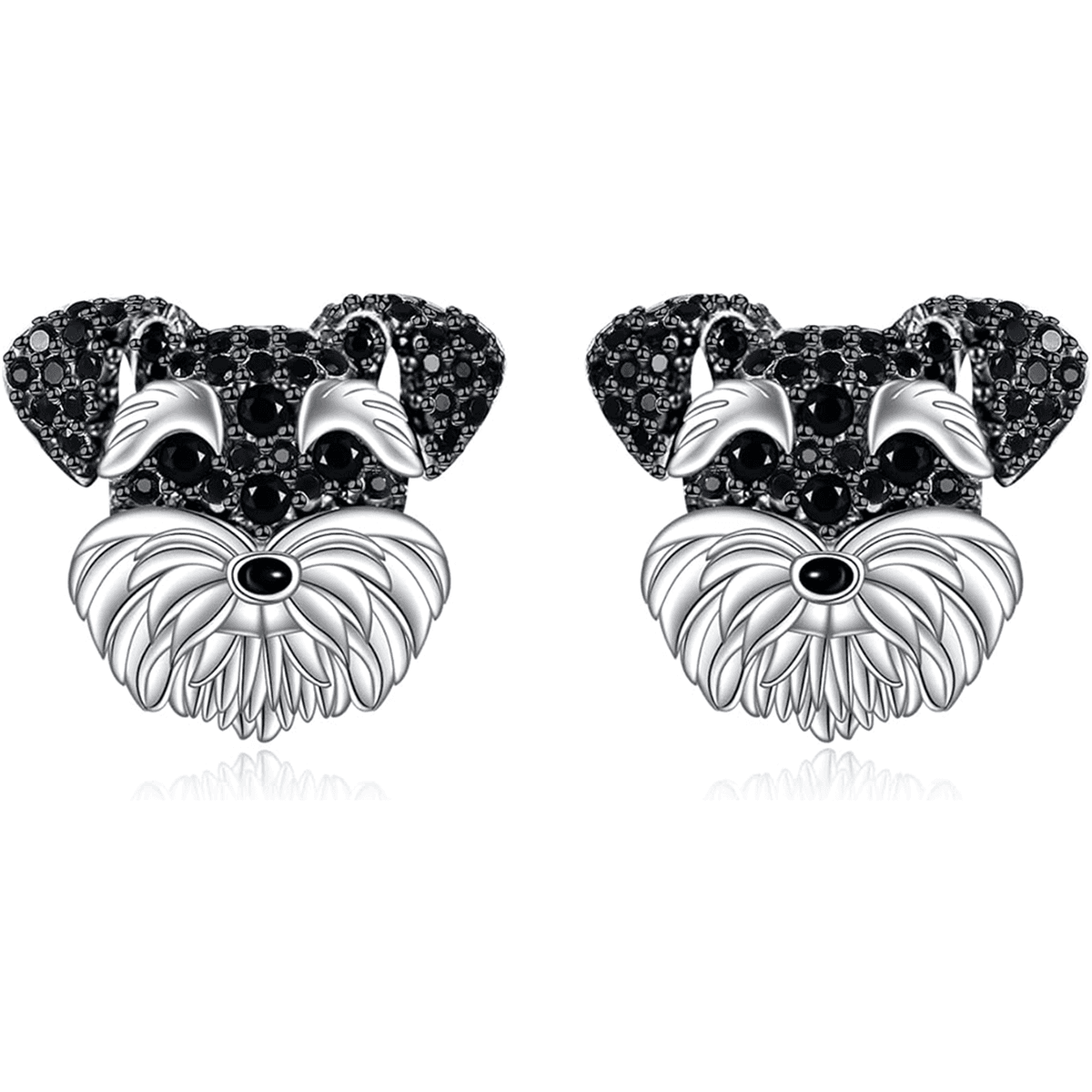 TEMU Sparkling Black Rhine Stone Cute Schnauzer Stud Earrings Cartoon Pet Puppy Ear Jewelry Ear Pins Suitable For Ladies, Girls Daily Party Accessories Gifts