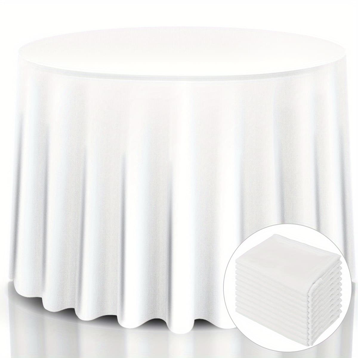 TEMU Costway 10pcs, 90"/120'' Round Tablecloth Polyester For Home Wedding Restaurant Party White