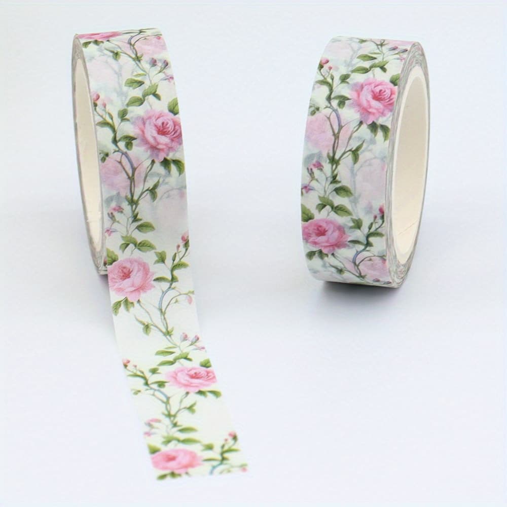 TEMU Spring-themed Washi Tape, 10m X 15mm - Decorative Masking Tape For Diy Crafts & Scrapbooking, Creative Bowknot Design, Valentine's Day Projects And Journaling