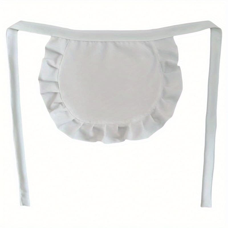 TEMU Chic Black & White Lolita Style Maid Apron - Cute Polyester Kitchen And Dining Bib For Women
