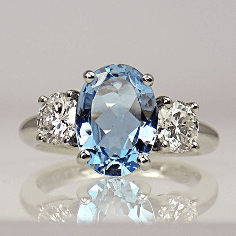 TEMU Ladies Blue Zirconia Ring Jewelry, Fashionable Party Jewelry, Holiday Birthday Gifts, New Year Gifts, Valentine's Day Gifts For Female Mothers, Family And