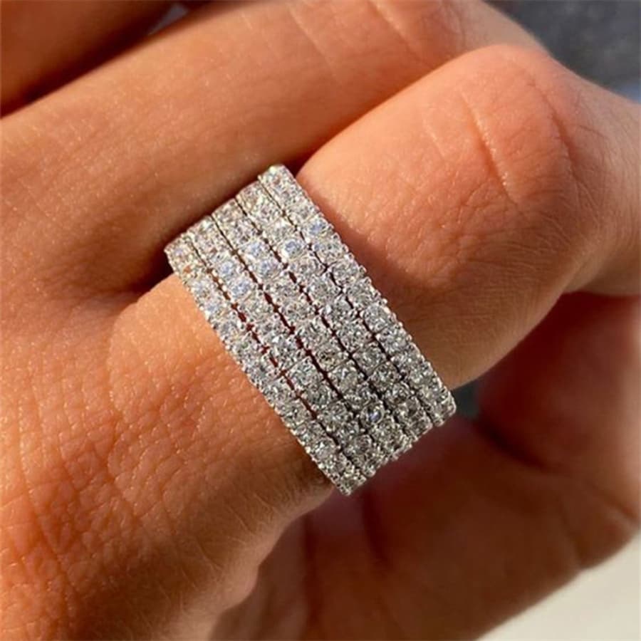 TEMU 1pc Women's Fashion Ring Wedding Band Engagement Party Birthday Anniversary Christmas Gifts For Women Girlfriend Fine Jewelry Us Size 5-11#