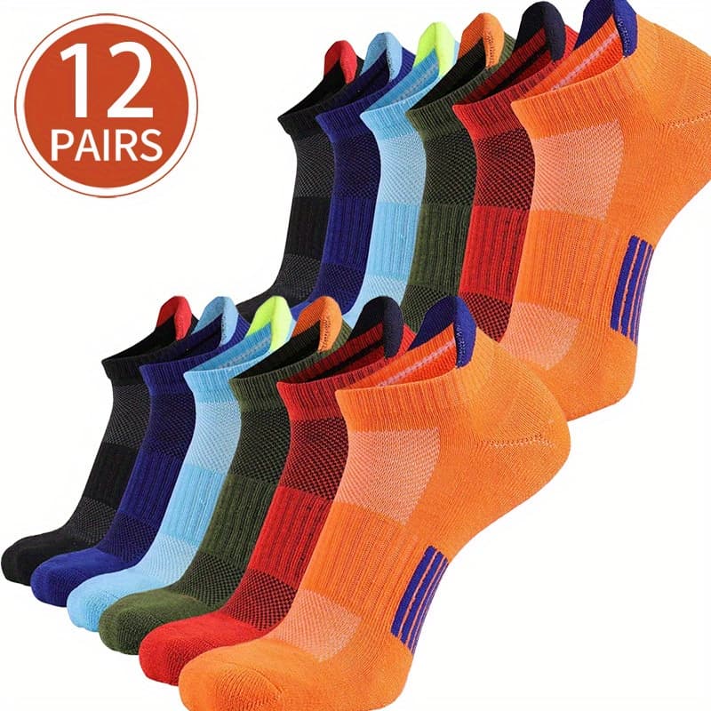 TEMU 6/12 Pair Of Men's Breathable Comfortable - Texture Non-slip Outdoor Fitness Low-rise Socks