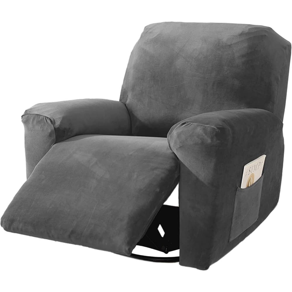 TEMU 4- Piece Velvet Recliner Cover, Recliner Elastic Slipcover With Armrests, Stretch Recliner Slipcover, Soft Recliner Slipcover With Storage Bag