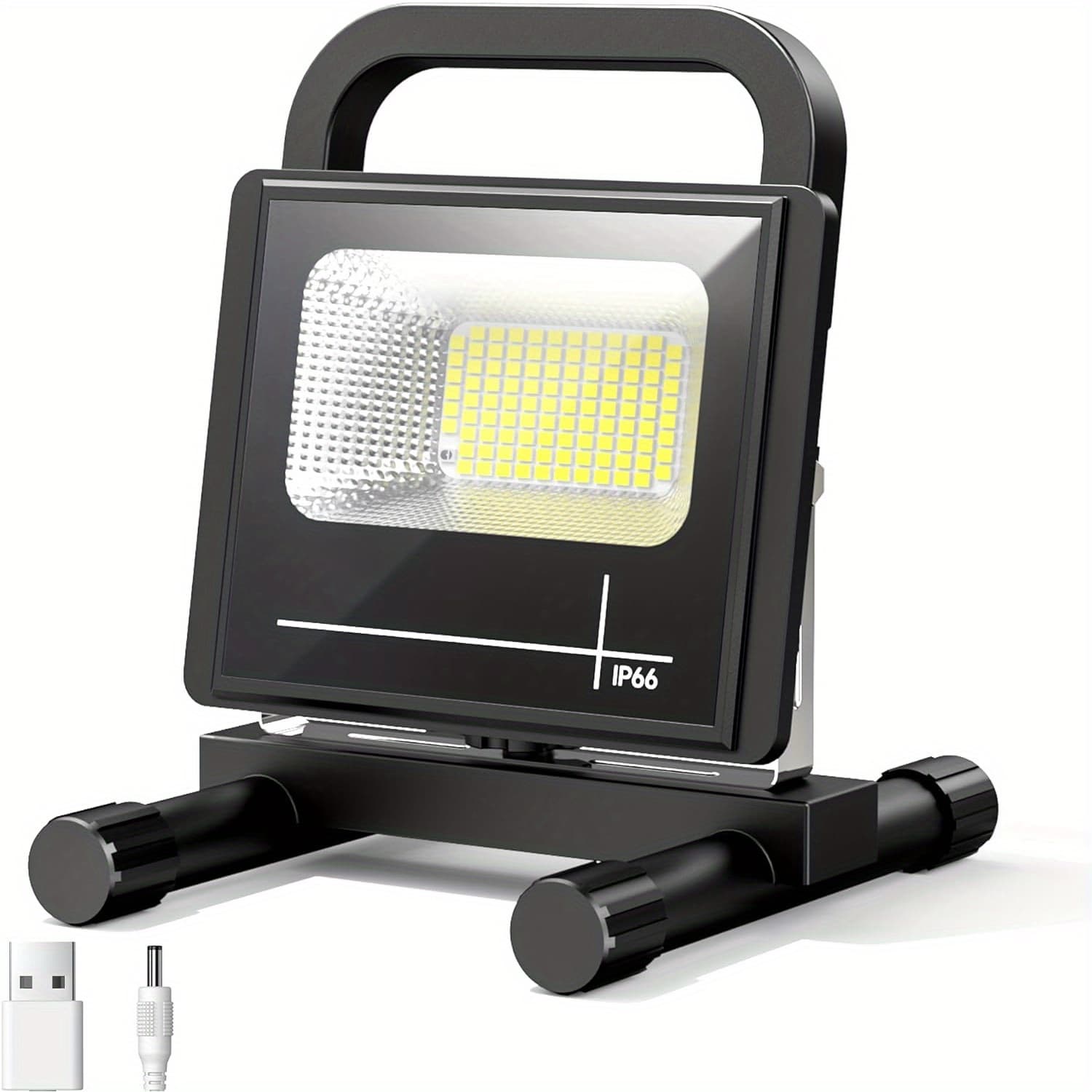 TEMU Rechargeable Cordless Work Light, 3 Light Led Worklight With Stand, Flood Lights, 360° Rotation Lighting For Car Repair Garage Camping Fishing