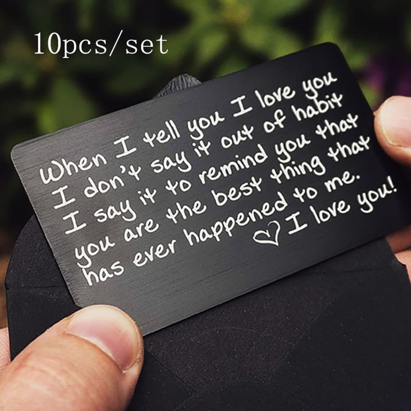 TEMU -10pcs Wallet Card Love Note | Engraved Aluminum Anniversary Gifts For Men, Husband Gifts From Wife | Boyfriend Gift Idea | Valentines Day | Meaningful & Romantic Mini Wallet Insert