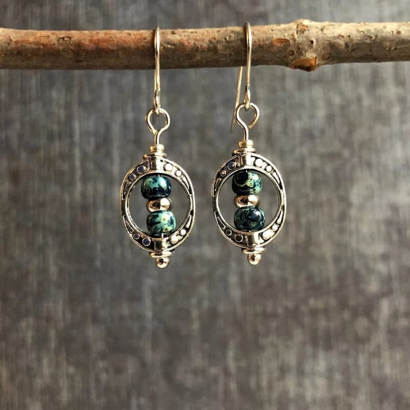 TEMU 2pcs Vintage Turquoise Earrings, Boho Earrings, Men's And Women's Earrings, Earrings, Vintage Jewelry, Great Christmas, Halloween, Thanksgiving Gifts, Gifts