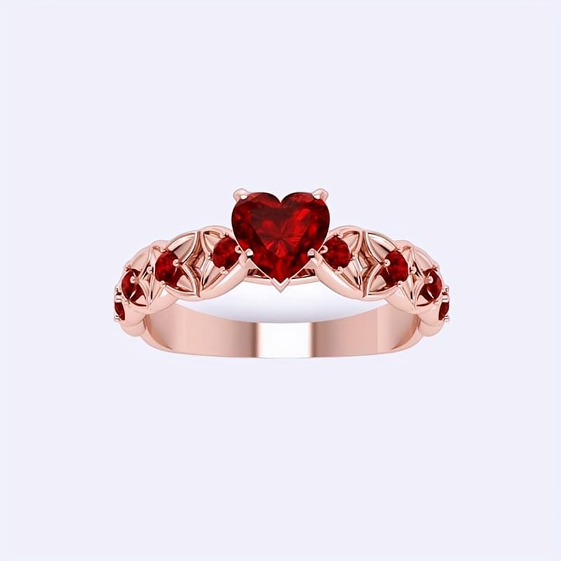 TEMU A Beautiful Heart-shaped Band Ring With Shimmering Zirconia - Ideal For Anniversaries And Engagements, A Emblem