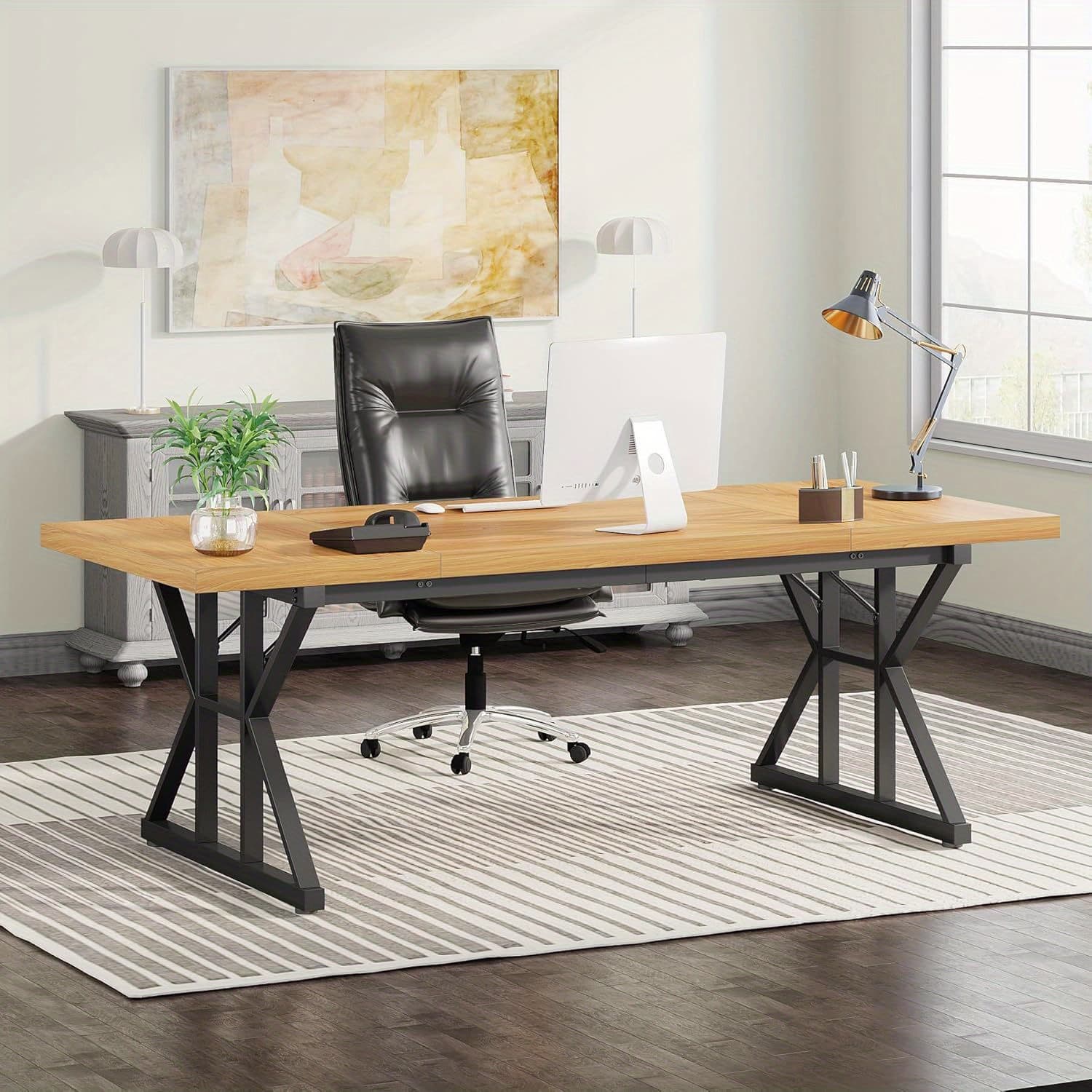 TEMU -inch Executive Large Computer Desk Workstation, Modern Home Office Furniture, Study Writing Table