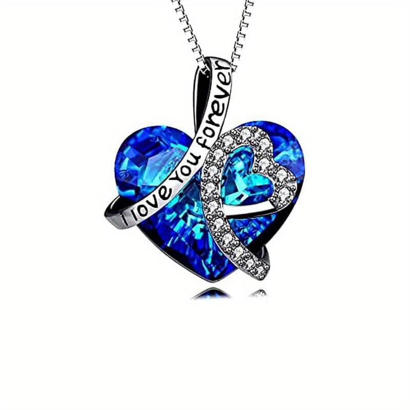 TEMU Elegant 925 Sterling Silver '' Heart-shaped Pendant Necklace With & Sparkling Accents - Perfect Anniversary, Birthday Gift For Women, Jewelry Weight Of The Product (2.15g)