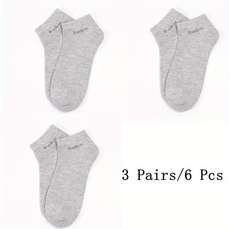 TEMU 3 Pairs/6pcs Bamboo Fiber Socks Men Casual Business Breatheable Men's Crew Socks High Quality