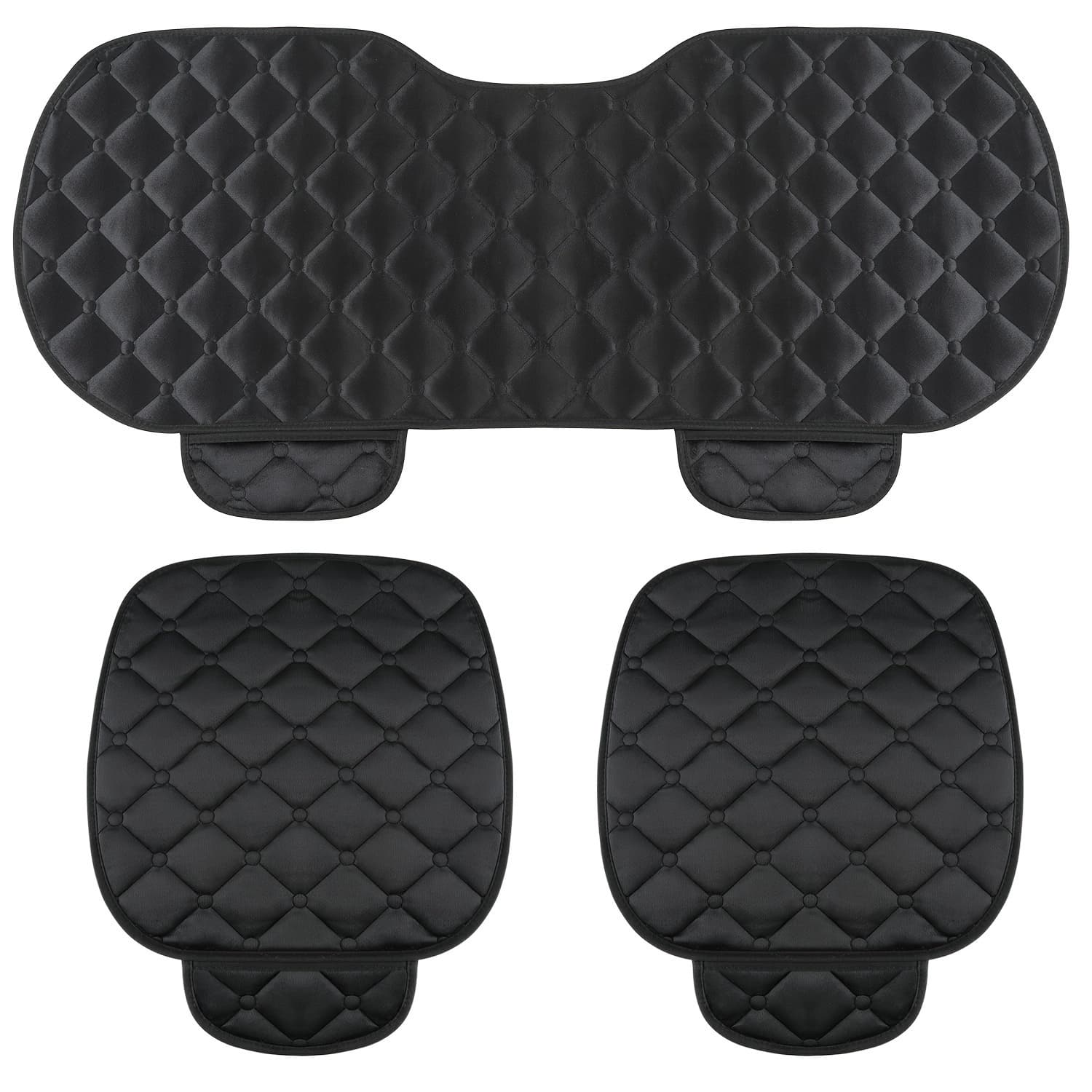 TEMU Car Seat Cushions, Front And Rear 3pcs, Diamond Design, Solid Color Pads, Easy And , , Universal For Car Models