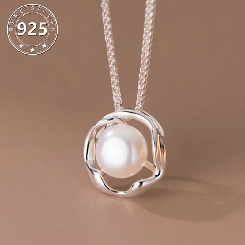 TEMU 925 Sterling Silver Pendant Necklace - Elegant With An Adjustable Clavicle Chain, Gift For Women On Any
