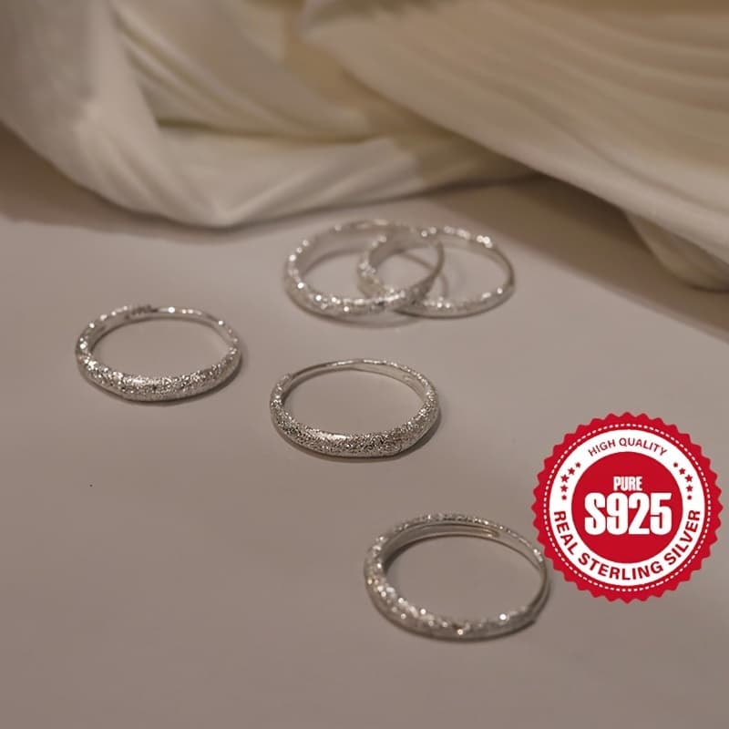TEMU S925 Sterling Silver Ring Earrings, Sparkling Starry River Sparkling Ring Earrings Frosted Sparkling Ring Earrings Valentine's Day Day Jewelry Gifts 2.7g/0.1oz