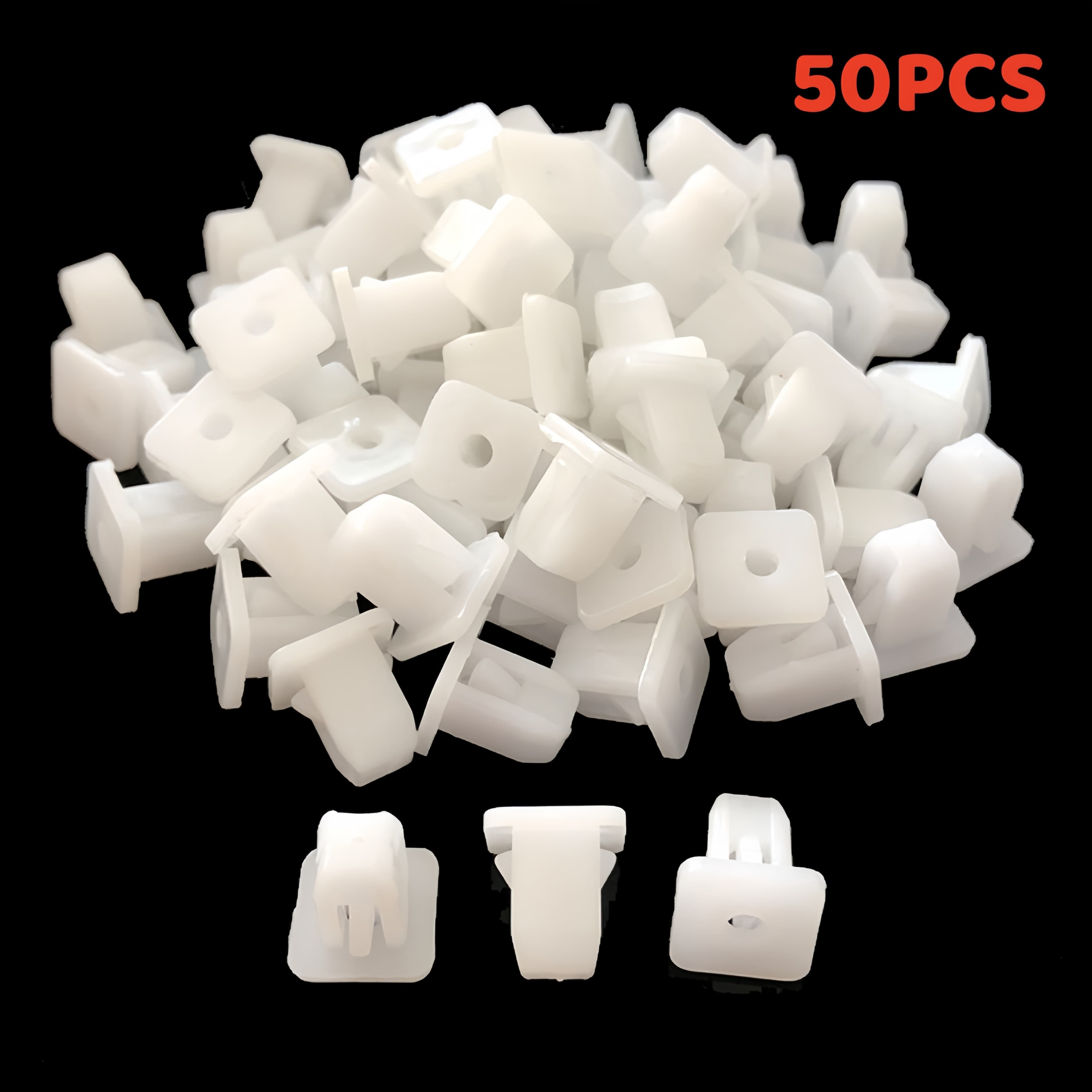 TEMU 50pcs Of Universal White Plastic Fasteners With A Hole Diameter Of 0.34 Inches - Perfect For Assembling Automotive Bodies And Trim Strips, Great For Bumpers, Trucks, Trains, And Aircraft