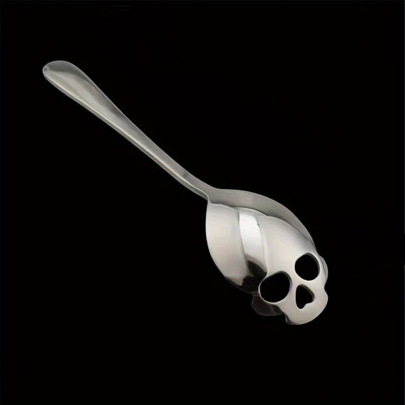 TEMU 5pcs Stainless Steel Halloween Spoon Multi-functional Kitchen Utensil, With And Holes, Perfect For Stirring, Desserts, Coffee And Home