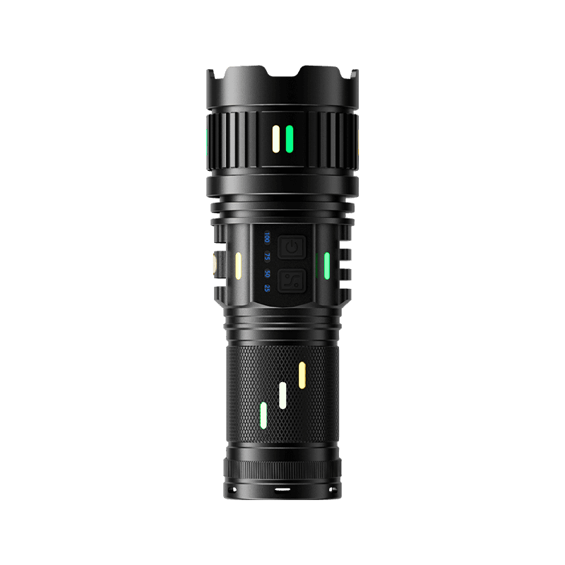 TEMU High- Flashlight With A Long-range Of , Featuring A Design, Ideal For Emergencies, And With A Power Display Function